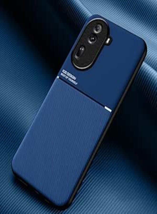 FASCINATION Phone Case for Reno 10 Pro Plus (10 Pro+) - Classic Shockproof Silicone TPU Leather Hard PC - Magnetic - Blue